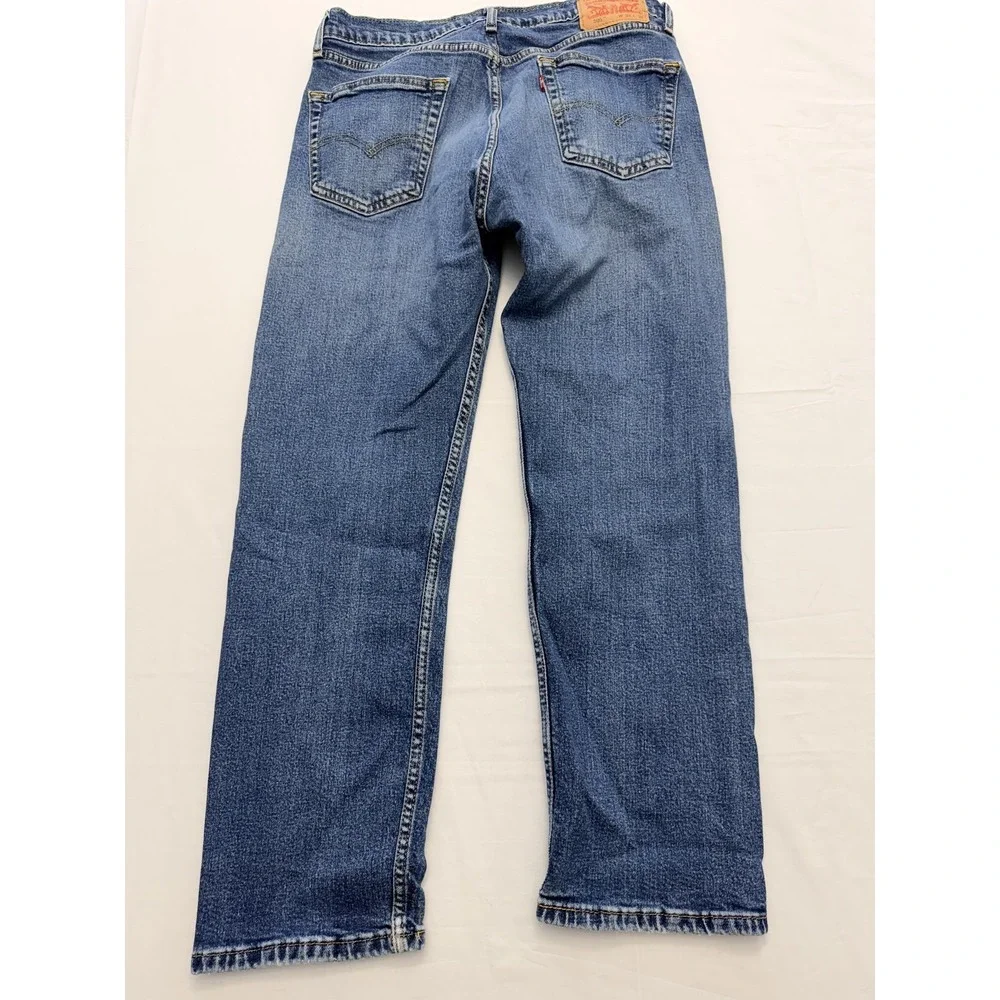 Levi's 505 Jeans Mens 34x30 Blue‎ Medium Wash Regular Straight Distressed Denim